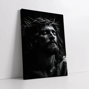 Lienzo Canvas Religioso Jesús Rostro en Blanco y Negro | Cuadro Decorativo con Borde Infinito